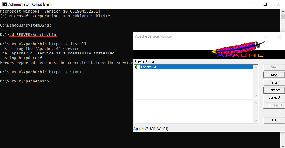 Apache Web Server Installation on Command Prompt